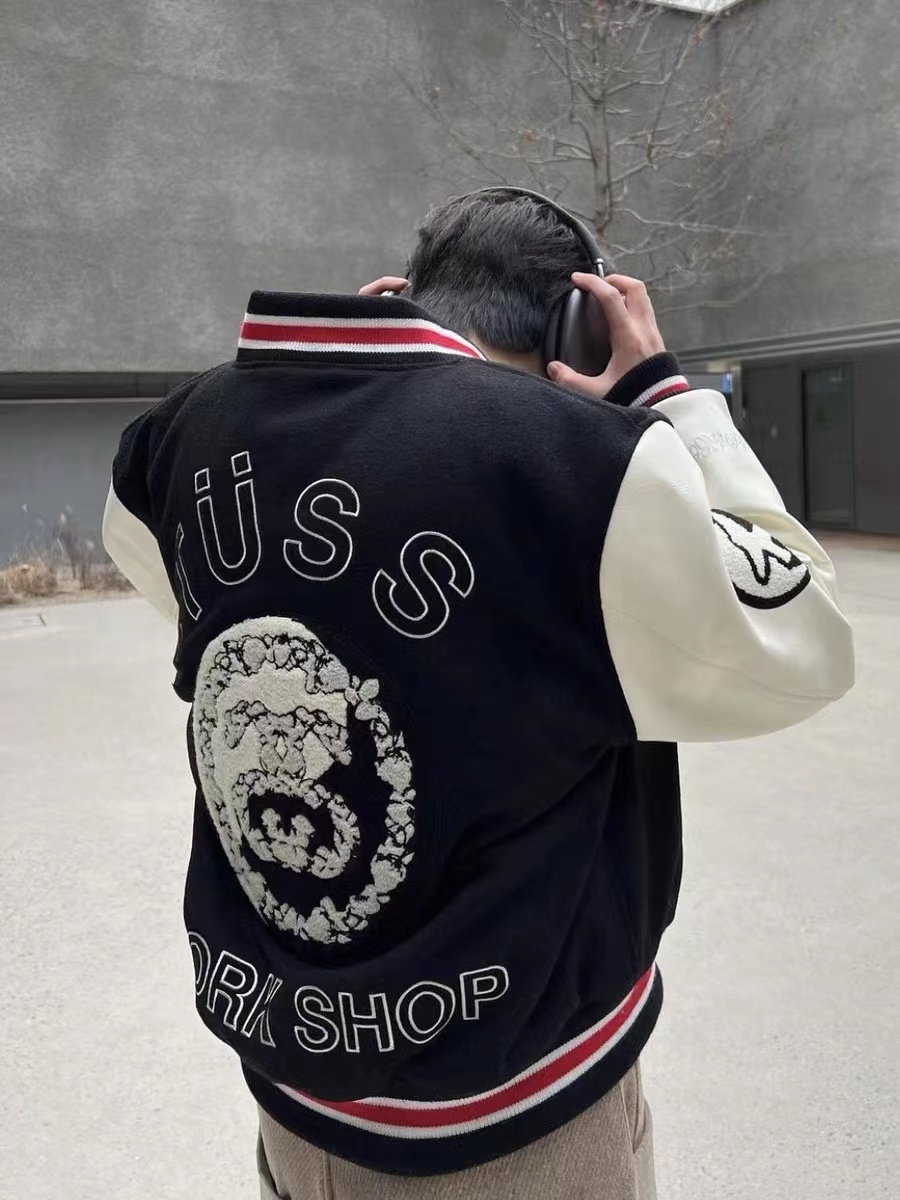 STUSSY 80 Heavyweight Paneled Baseball Jacket