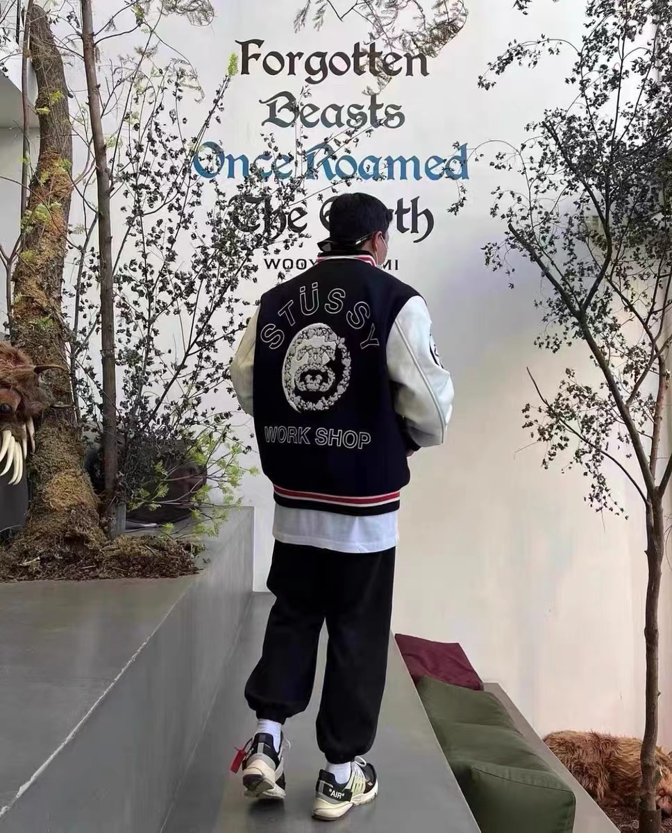 STUSSY 80 Heavyweight Paneled Baseball Jacket