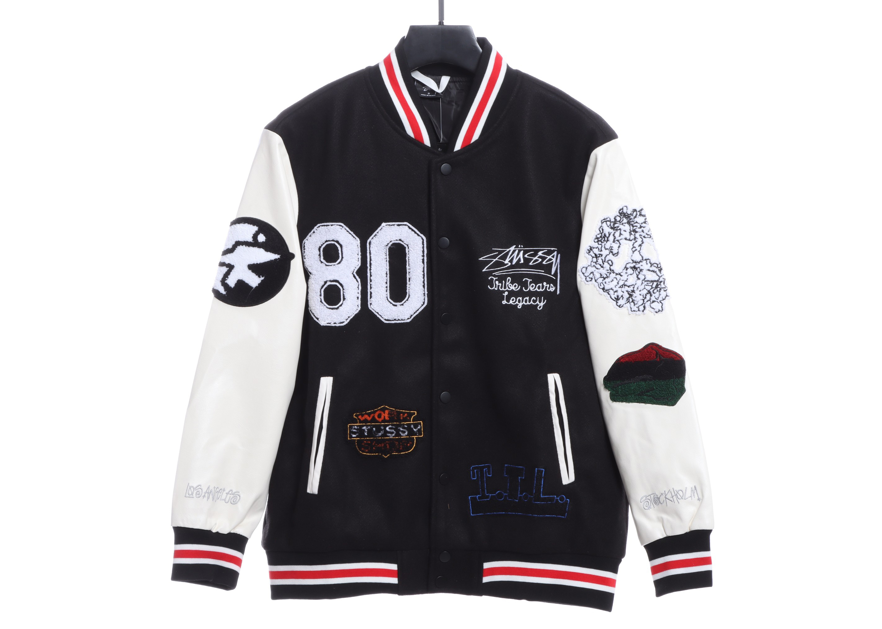 STUSSY 80 Heavyweight Paneled Baseball Jacket