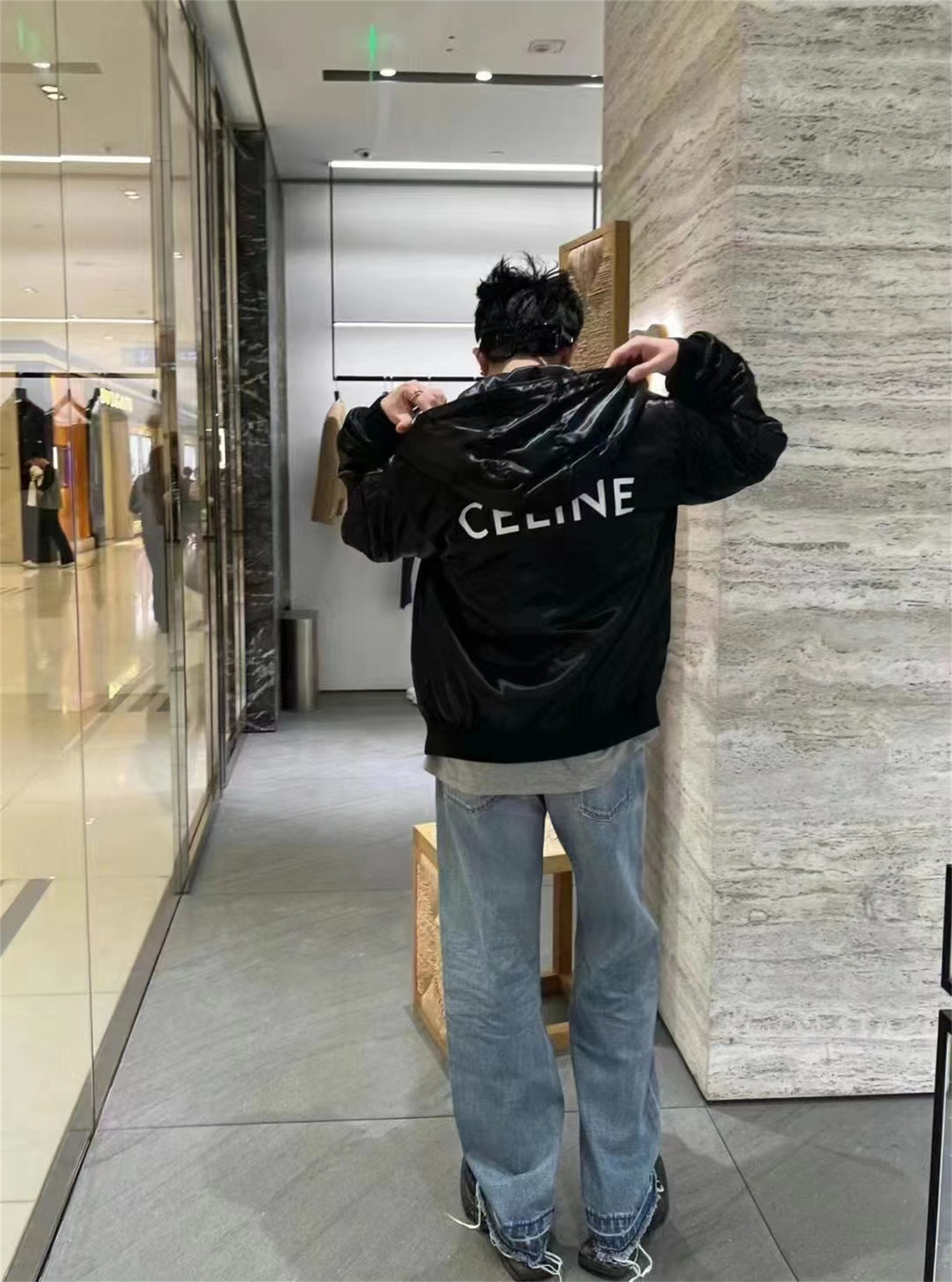 C3l1ne satin nylon bomber jacket padded jacket