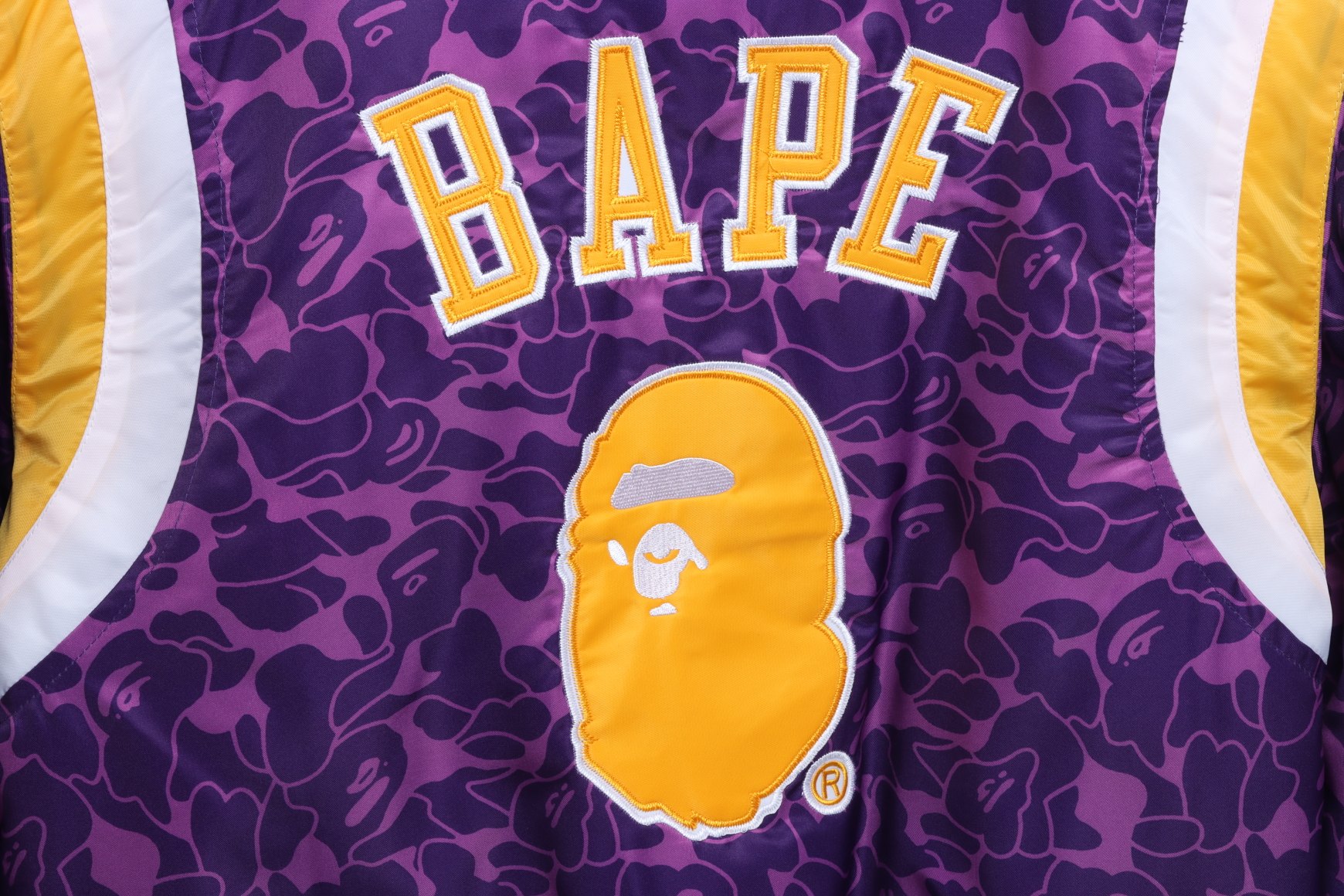 BAPE joint Zijin Lakers embroidered camouflage baseball jacket