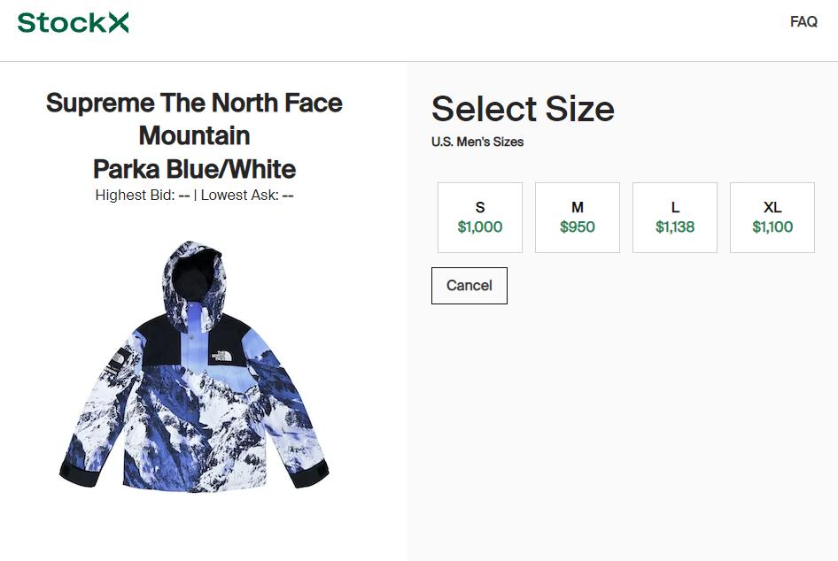 Suprem3 The North Face Mountain Parka Blue/White