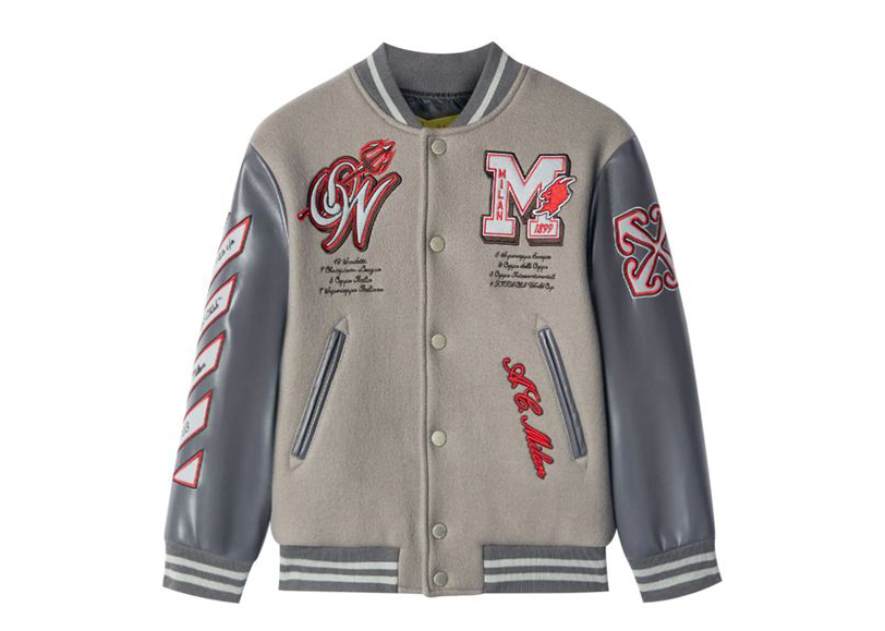 Off white Ow AC Milan Grey Varsity Jacket