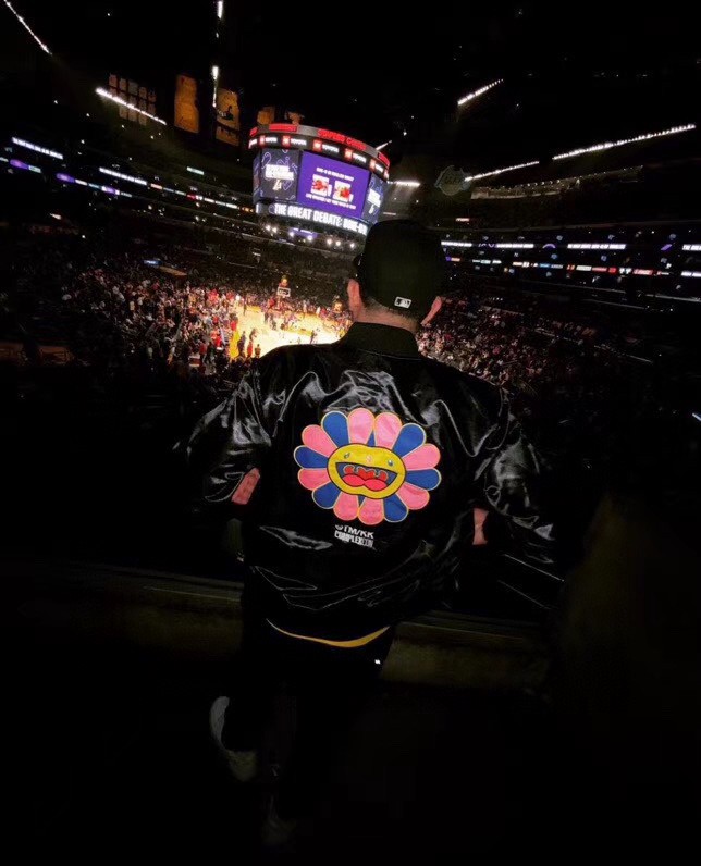 Takashi Murakami ComplexCon X LA Lakers M&N Satin Jacket Black