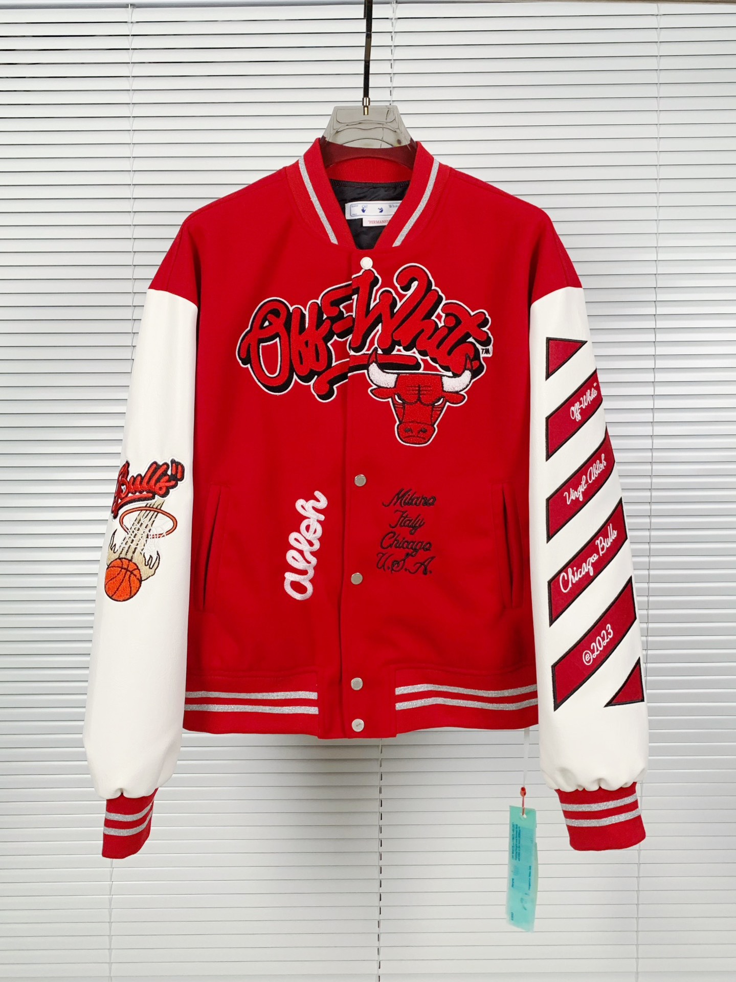 Off white Ow AC Chicago Bulls Varsity Jacket