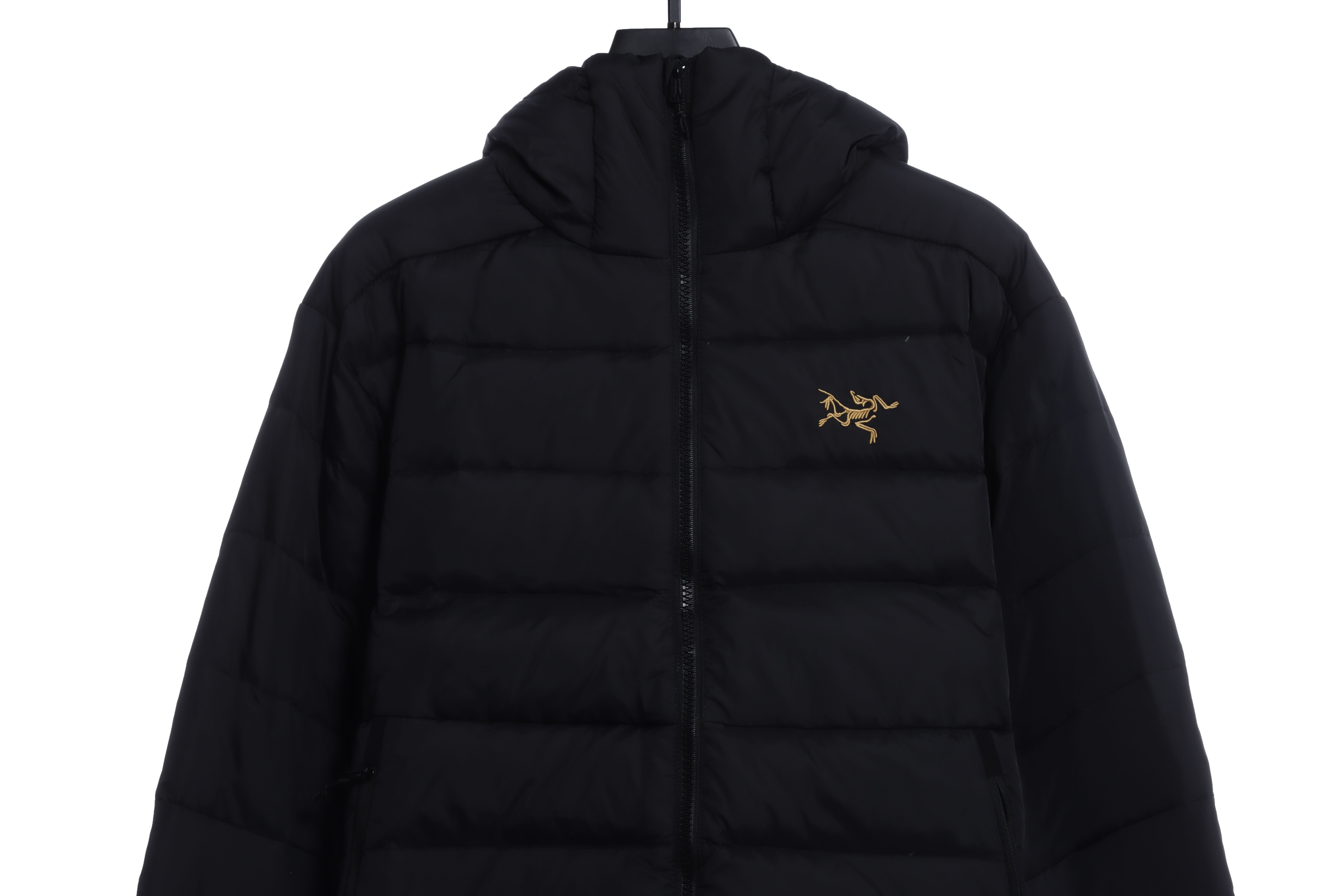 Arct3ryx Th0orium Black Gold Embroidered Logo Down Jacket