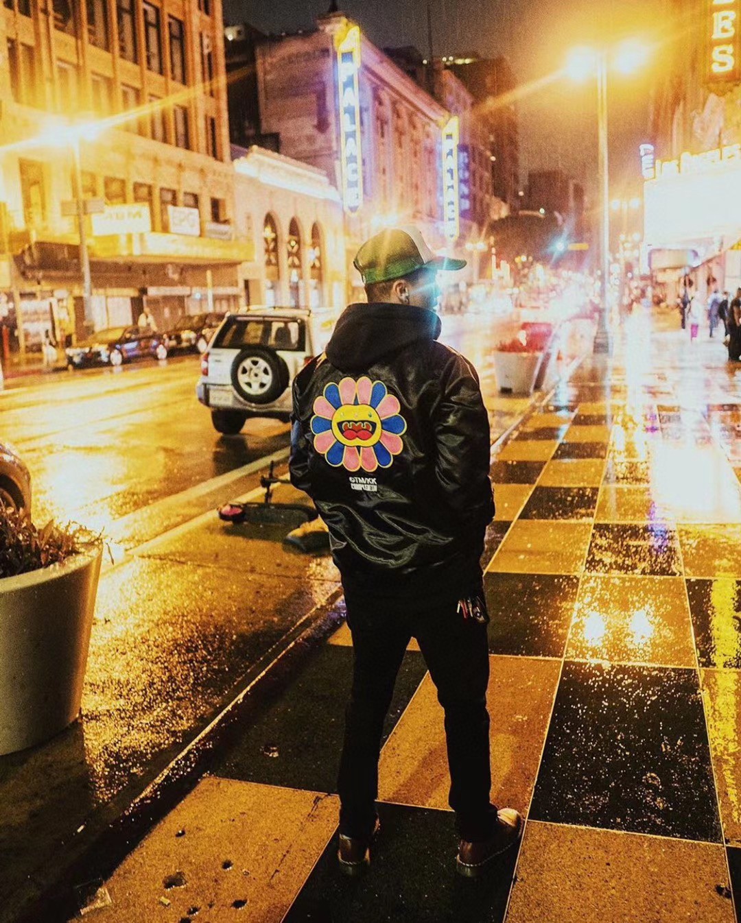 Takashi Murakami ComplexCon X LA Lakers M&N Satin Jacket Black