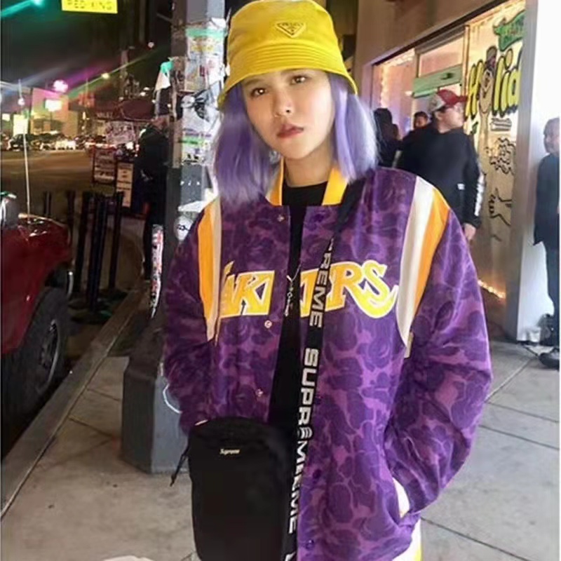 BAPE joint Zijin Lakers embroidered camouflage baseball jacket