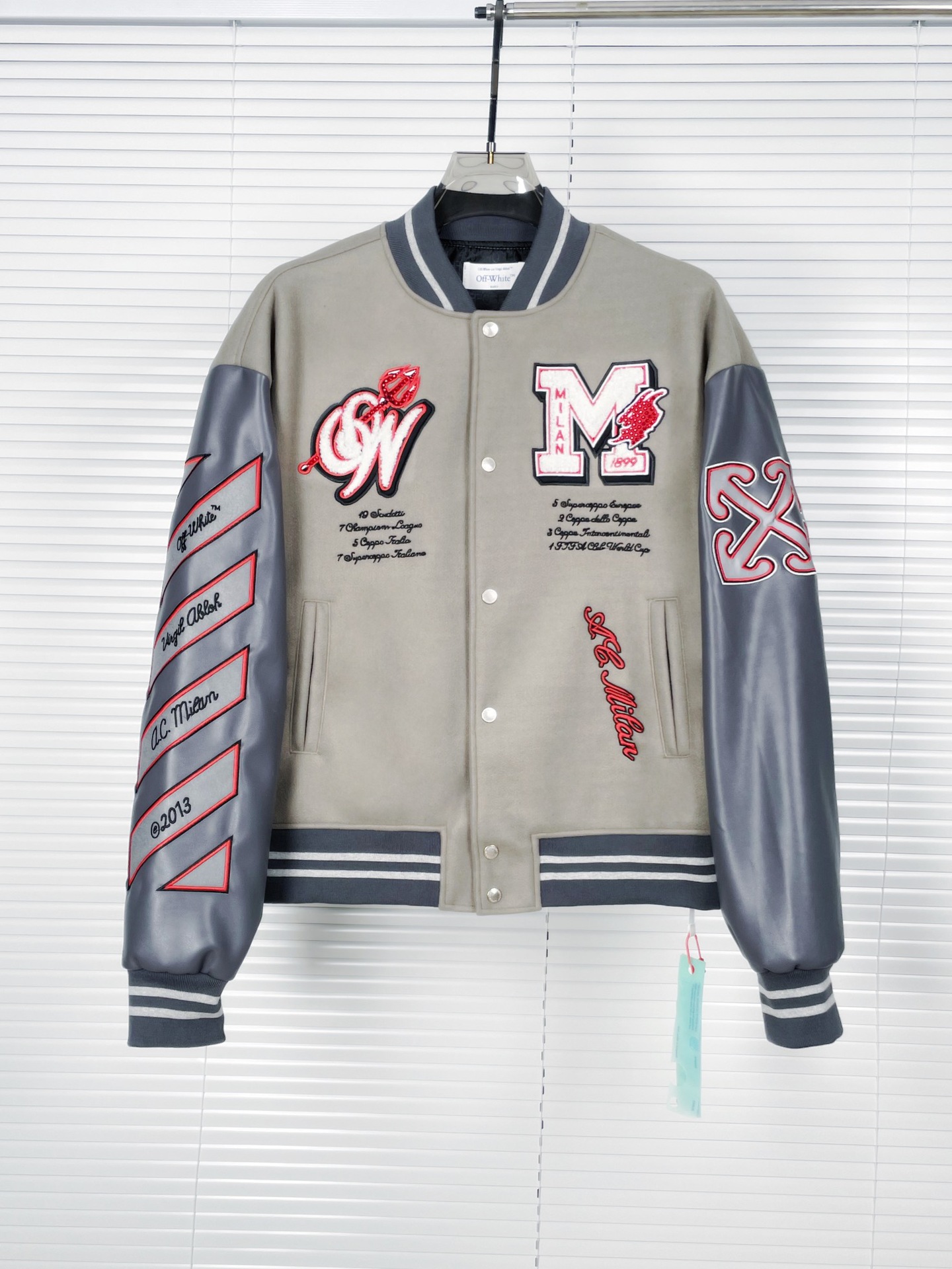 Off white Ow AC Milan Grey Varsity Jacket