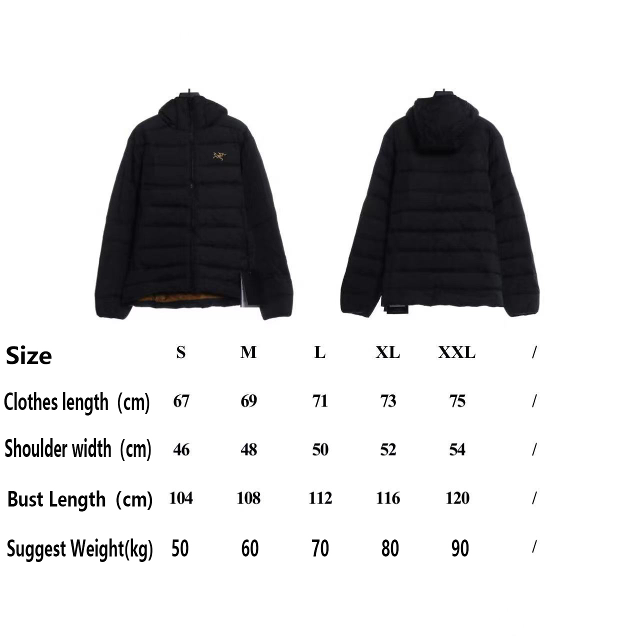 Arct3ryx Th0orium Black Gold Embroidered Logo Down Jacket