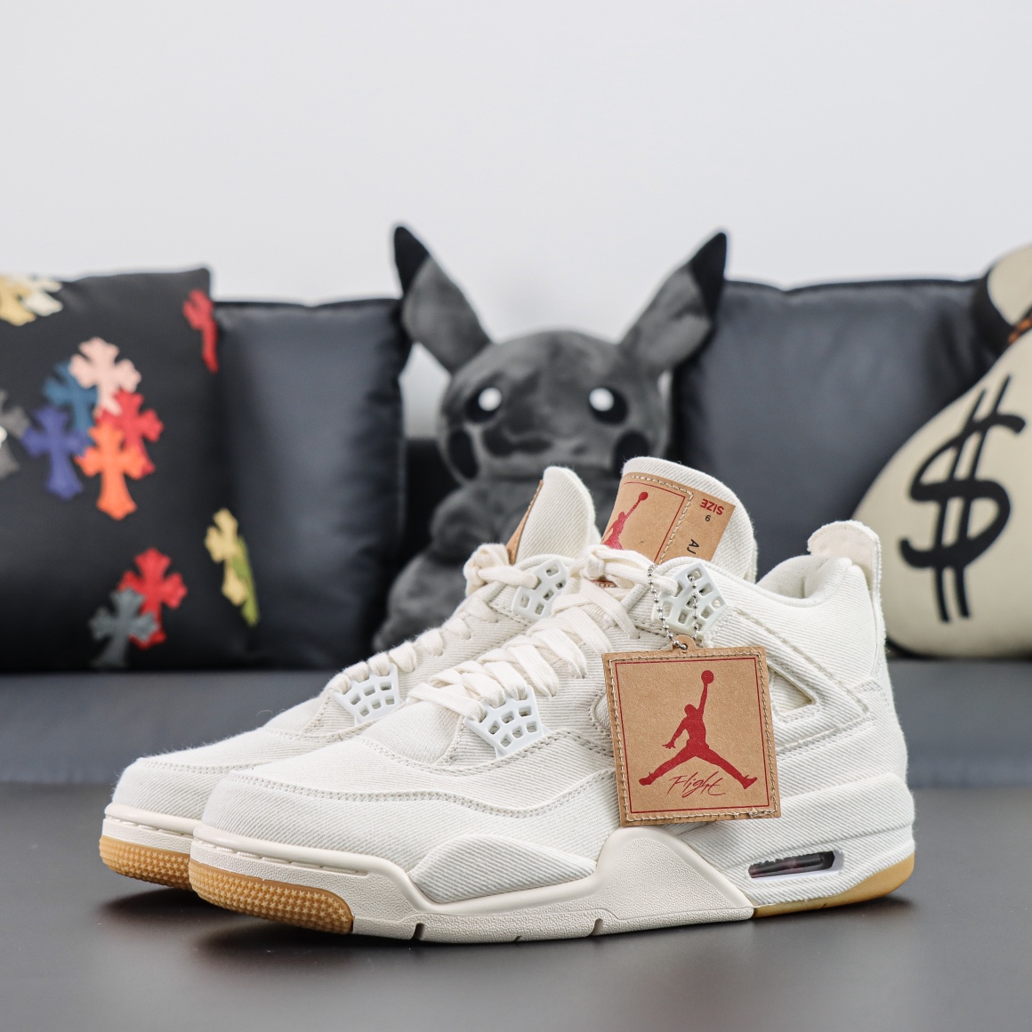 max us16 L*v*s x air jordan 4 white denim ao2571-100