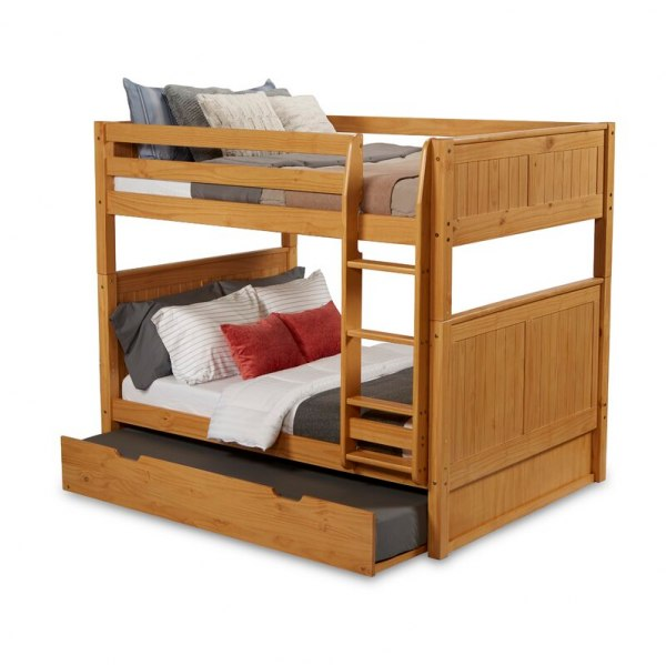 【BS】Stig Full Over Full Solid Wood Standard Bunk Bed with Trundle by