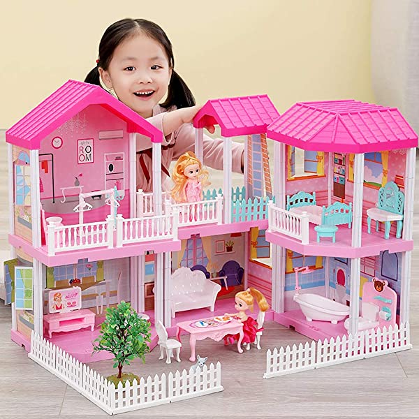 Dollhouse with Dollhouse Furniture and Dolls Dream Doll House for