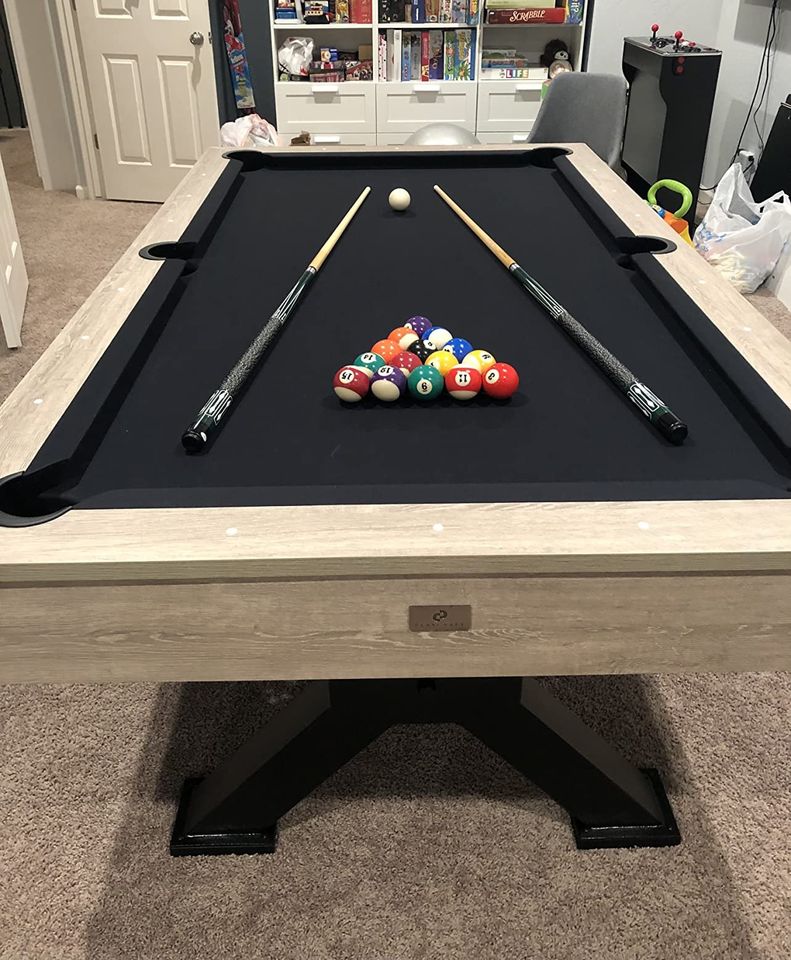 【Sports&Outdoors】Black Canyon 7' Pool Table with Dining Top Denive