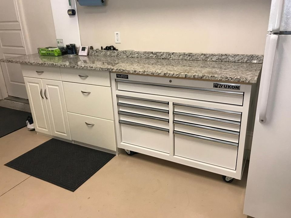 46 in. 9 Drawer Mobile Storage with Solid Wood Top. Denives