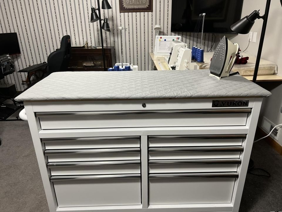 46 in. 9 Drawer Mobile Storage with Solid Wood Top. Denives