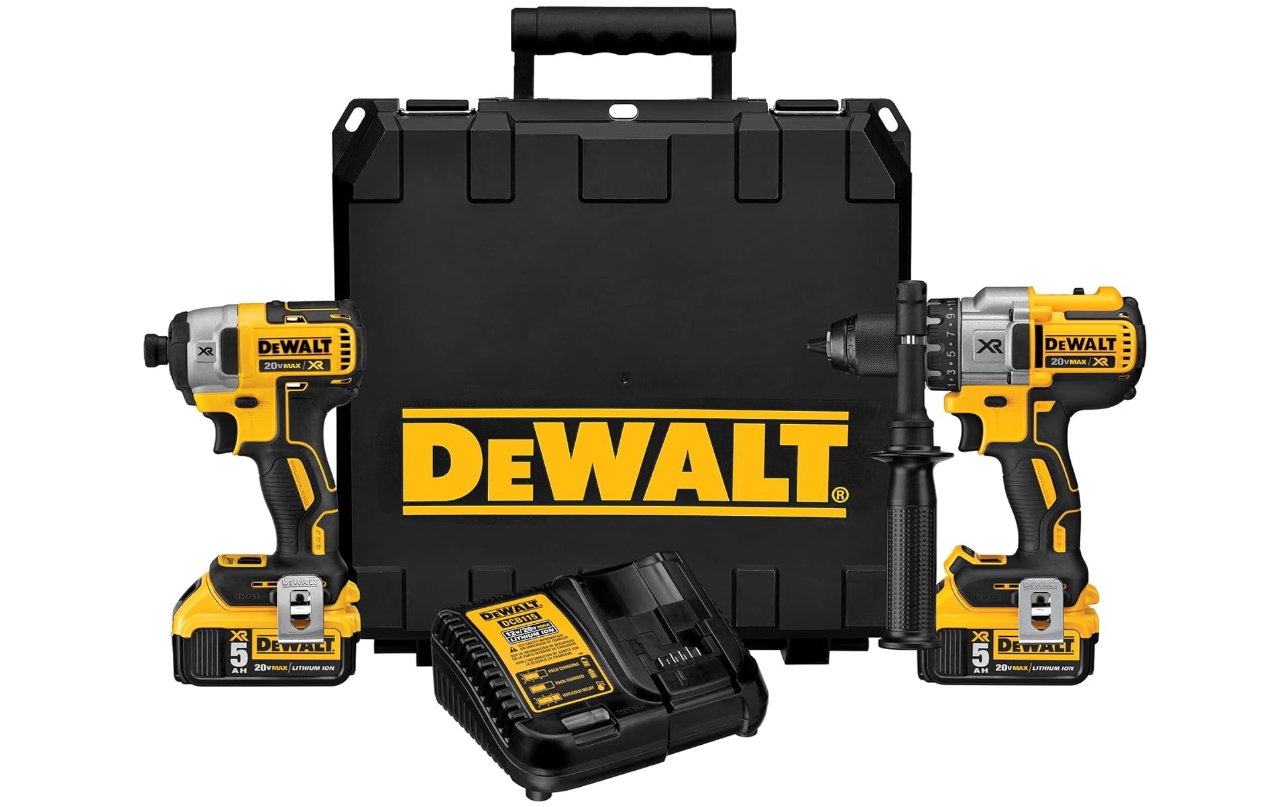 DEWALT 20V MAX* XR Cordless Drill Combo Kit, Brushless, 5.0-Ah, 2-Tool ...