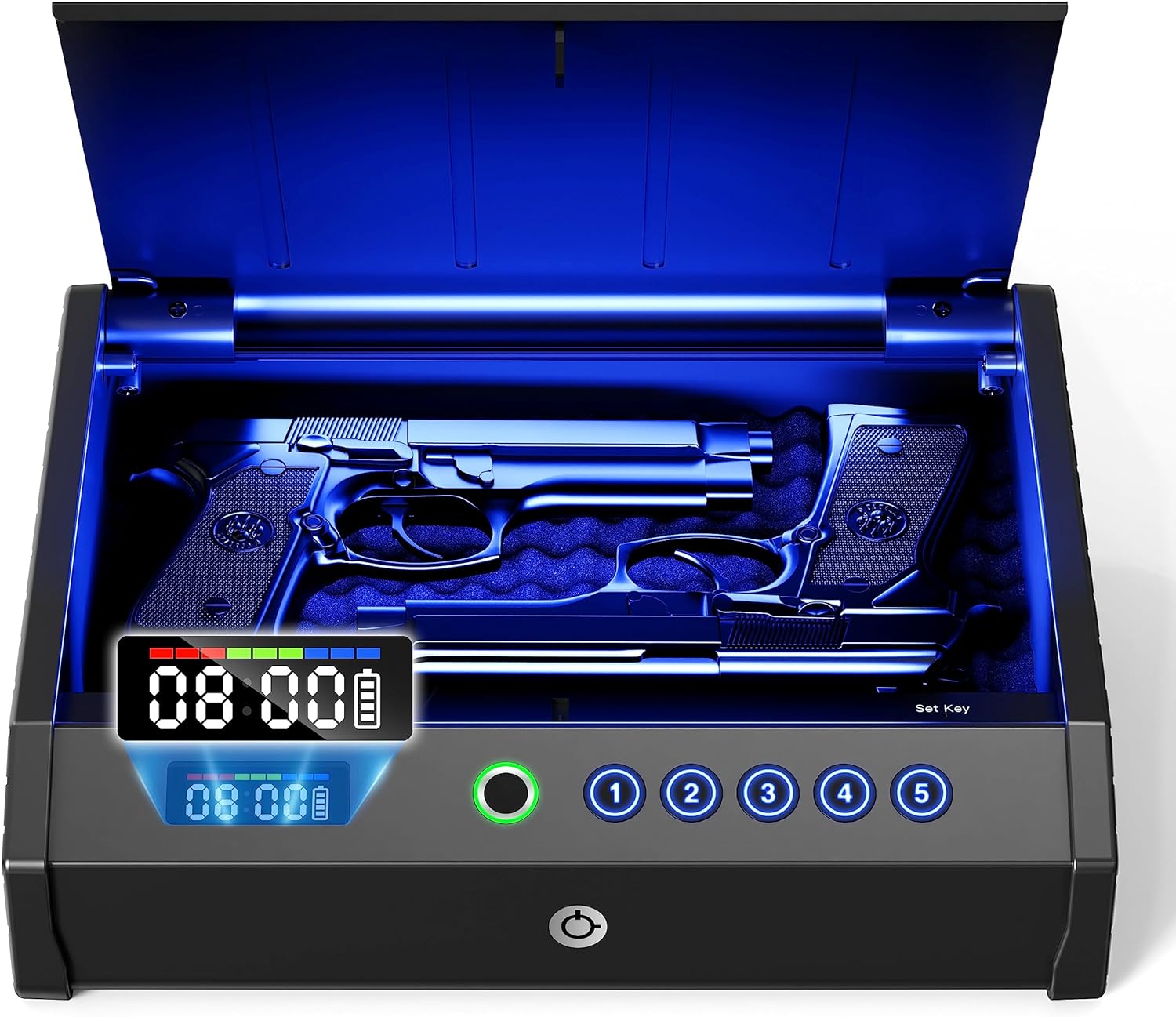 MOLICAR Gun Safe, Upgrade Biometric Gun Safes for Handgun with LCD of