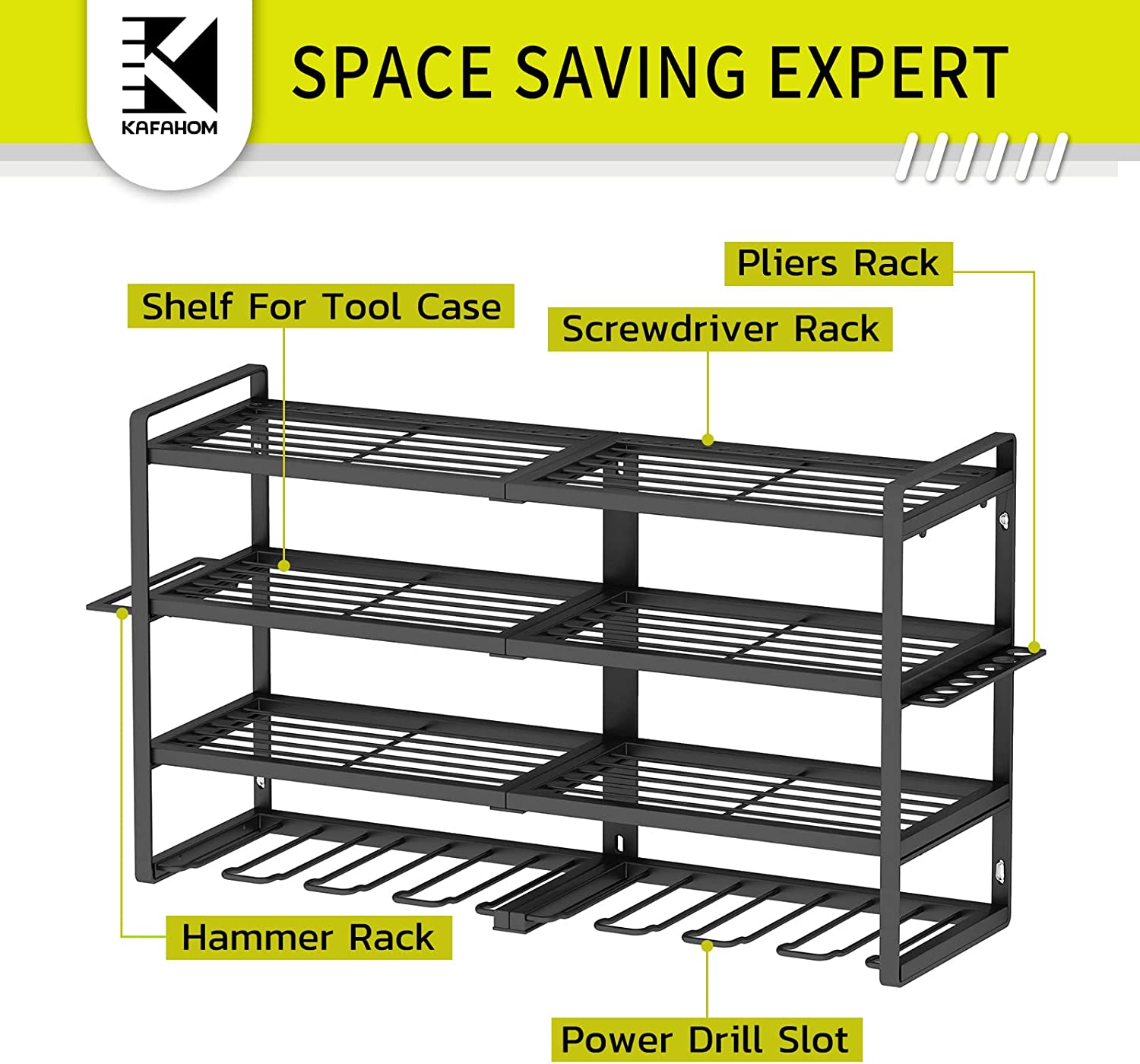 Power Tool Organizer - Heavy Duty Drill Holder Wall Mount Shelves, Large  Power Tool Storage Rack, 150lb Capacity, Garage Shed Organization Battery 