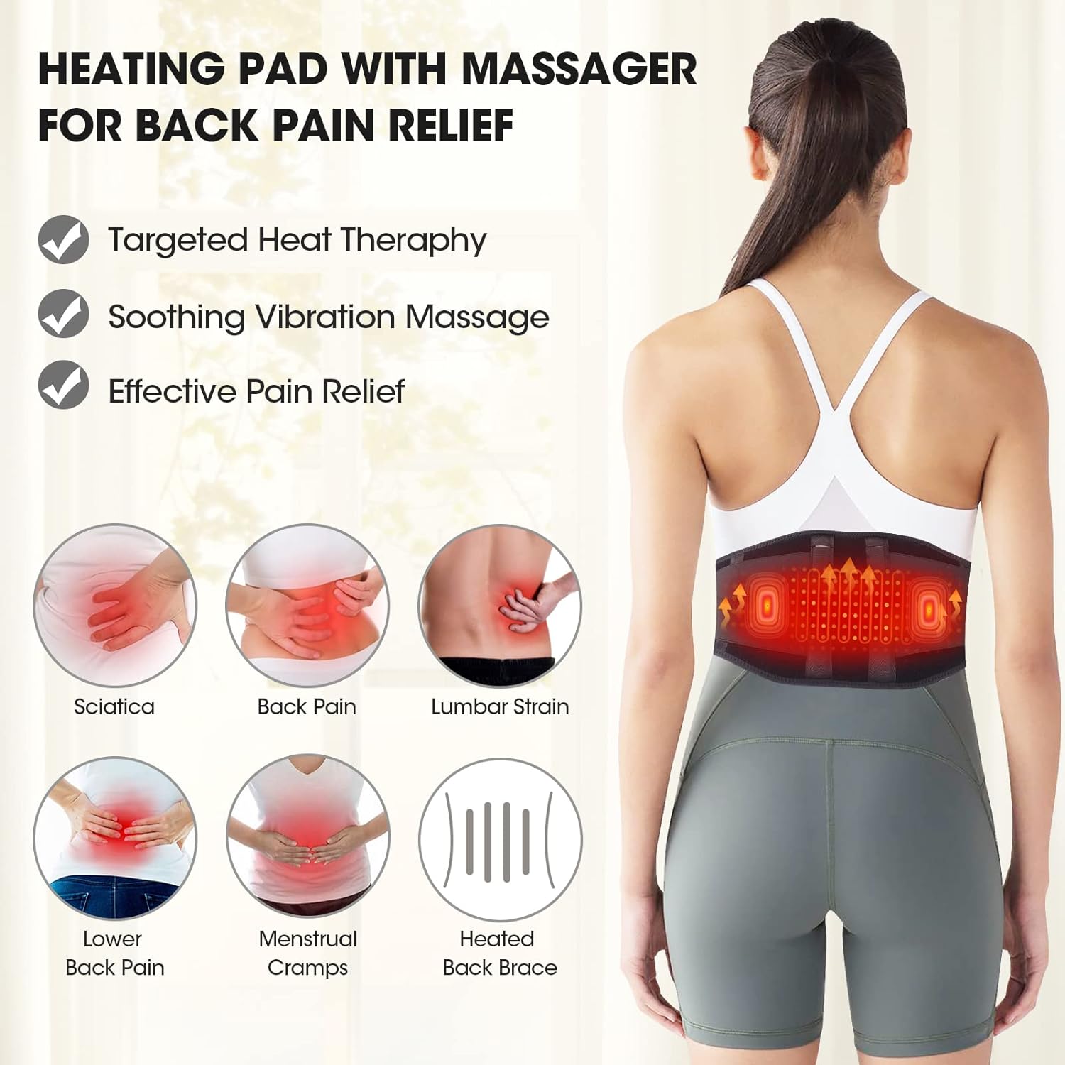 Heating Pad for Back Pain Relief - Cordless Heating Pad Back Brace with Heat  and Massage,Heat Belt for Back Pain Relief Belly Lumbar Spine Stomach  Arthritis(49Inches) Heated Back Brace Massage(49in)