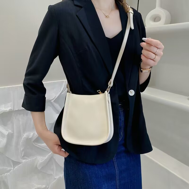 Leather Crossbody Bag For Women Solid Color Shoulder Messenger Bag  Small Handb