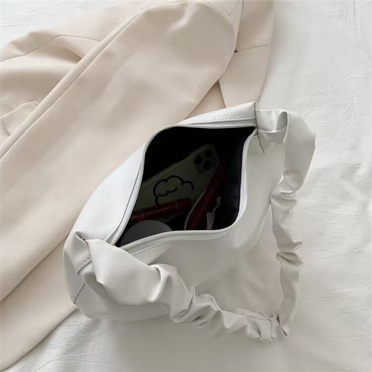 Stylish Pleated Handlebags for Women PU Cloud Bags Leisure Armpit Bag Shopping Shoulder Bags Female Fashion Handbag