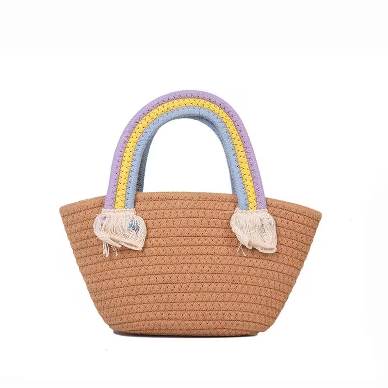Summer Handmade Bags for Women Beach Weaving Ladies Straw Bag Wrapped Beach Bag Moon shaped Top Handle Handbags Totes