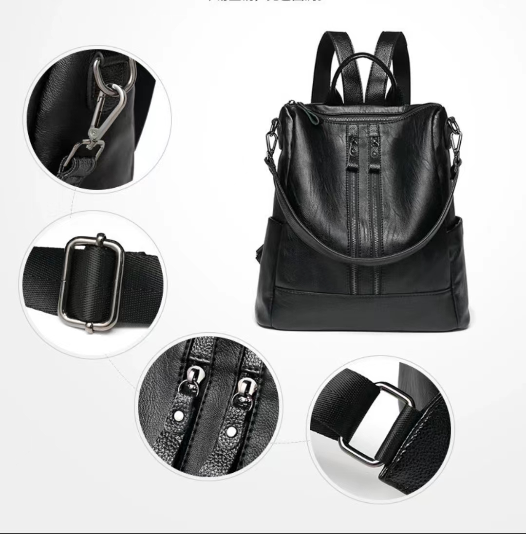 new Korean version of the backpack, the trend of casual fashion soft leather multi-functional bag