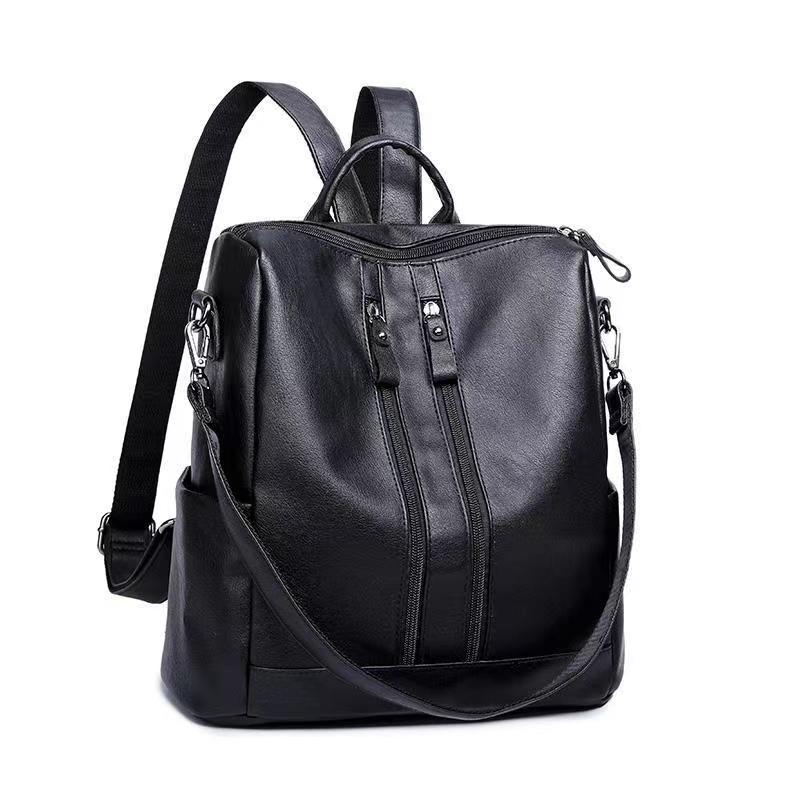 new Korean version of the backpack, the trend of casual fashion soft leather multi-functional bag