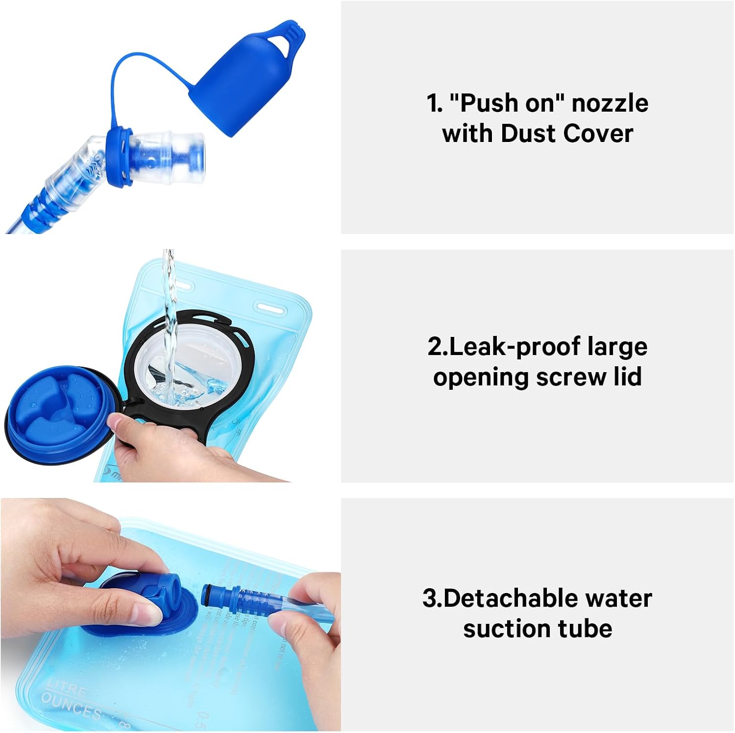 Hydration Backpack, Hiking Backpack with 2L Water Bladder, High Flow Bite Valve Water Backpack Men Women Lightweight Insulation for Hiking, Cycling, Running, Climbing, Camping