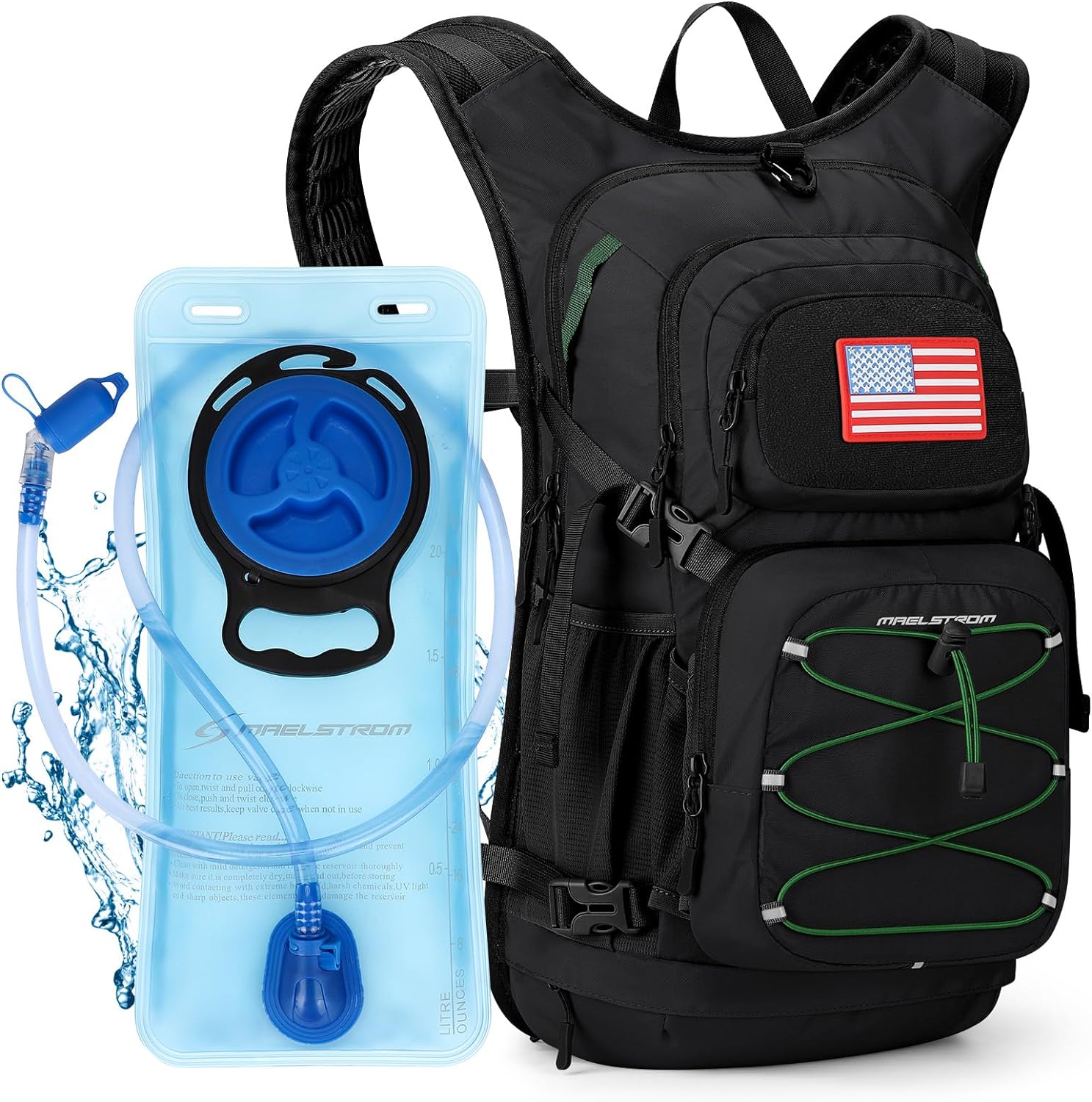 Hydration Backpack, Hiking Backpack with 2L Water Bladder, High Flow Bite Valve Water Backpack Men Women Lightweight Insulation for Hiking, Cycling, Running, Climbing, Camping