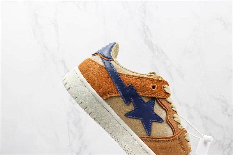 A BATHING APE SK8 suede leather low-top lace-up fashion sneakers Brown 1I70-291-009