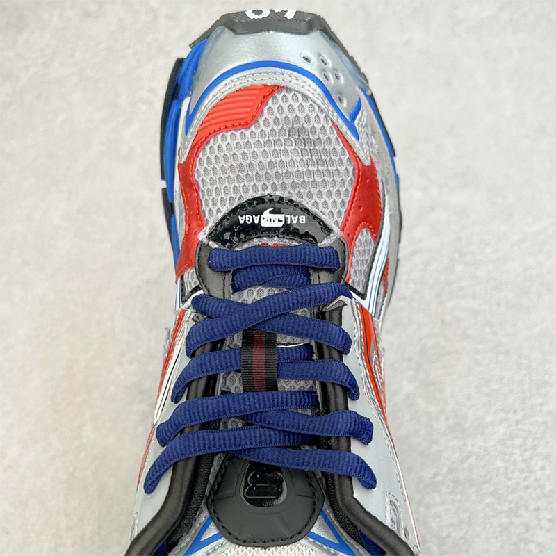 Balenciaga Runner Lace-Up Sneakers Gray Blue Red 677403W3RB61264