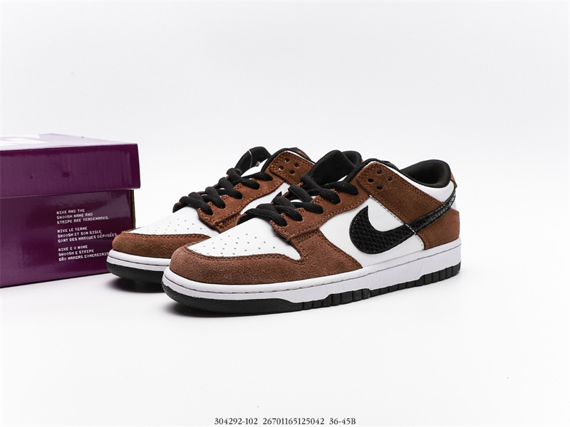 Nike SB Dunk Low White Black Trail End Brown 304292-102