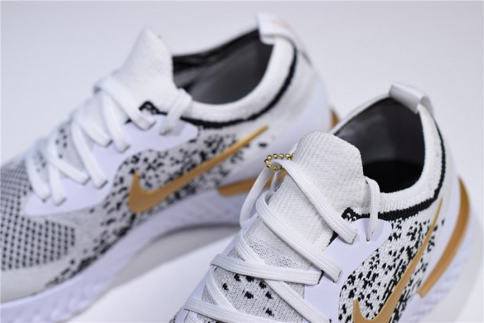 Mens Nike Epic React Flyknit White/Black-Gold AQ0067-071