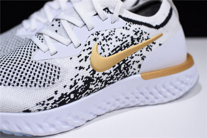 Mens Nike Epic React Flyknit White/Black-Gold AQ0067-071