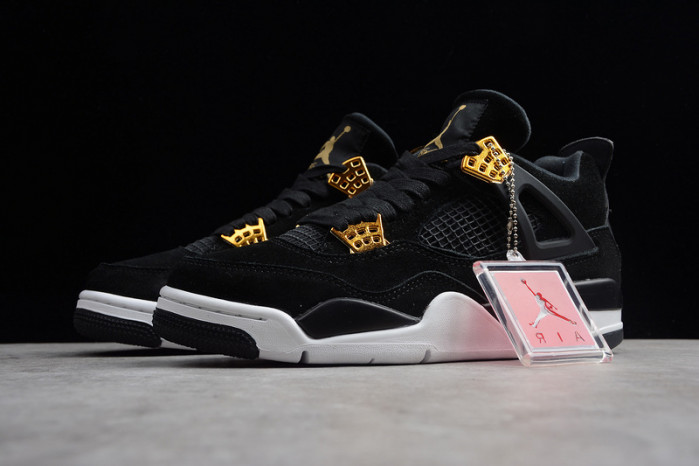 Air Jordan 4 Royalty Black/Metallic Gold-White mens 308497-032