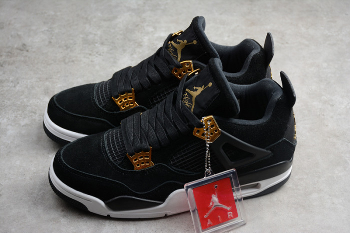 Air Jordan 4 Royalty Black/Metallic Gold-White mens 308497-032