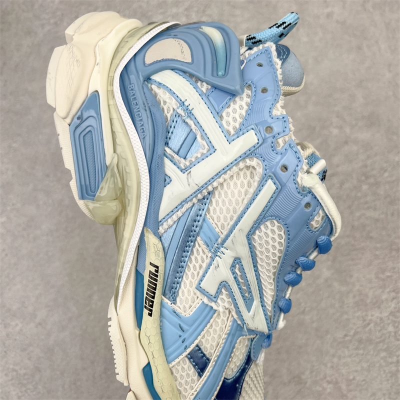 Balenciaga Runner Nylon Mesh Sneakers White Blue 677402W3RB29744