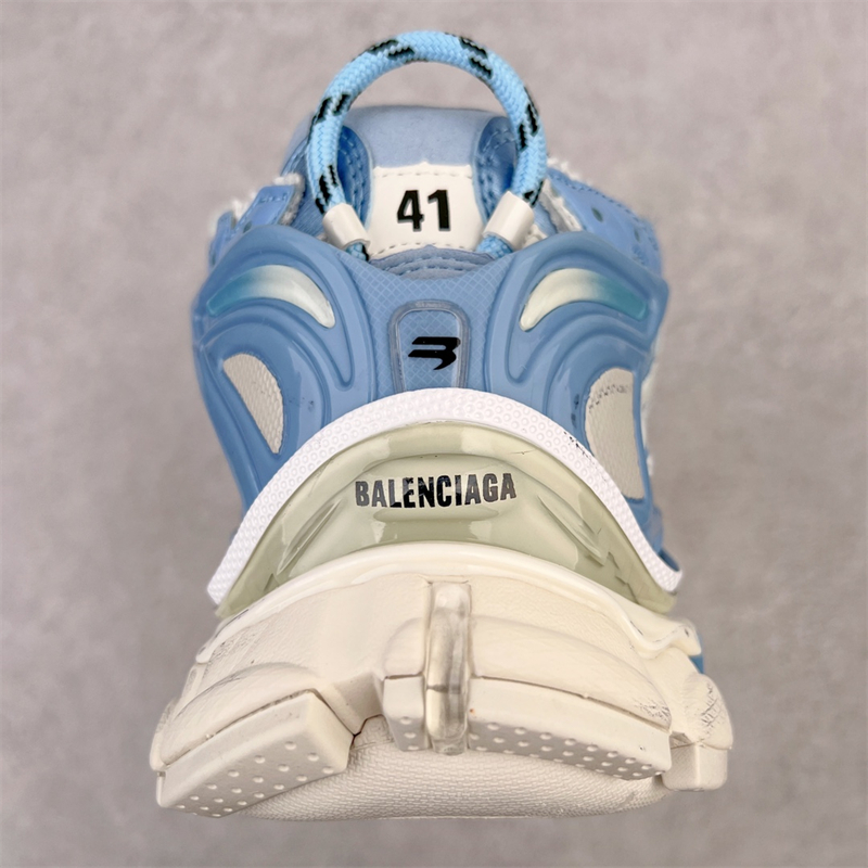 Balenciaga Runner Nylon Mesh Sneakers White Blue 677402W3RB29744