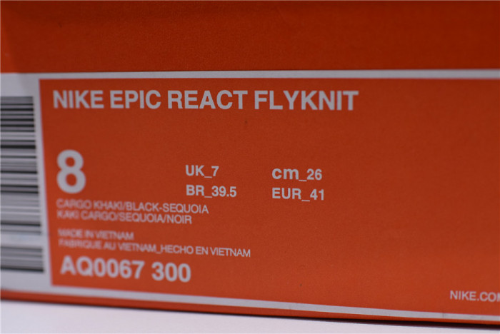 nike epic react flyknit olive AQ0067 300