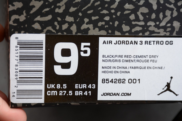 Air Jordan 3 Black Cement 854262-001