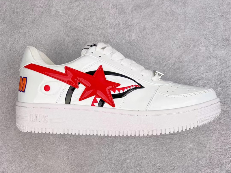 A Bathing Ape Bape Sta Low Shark White 1F70-191-004RED