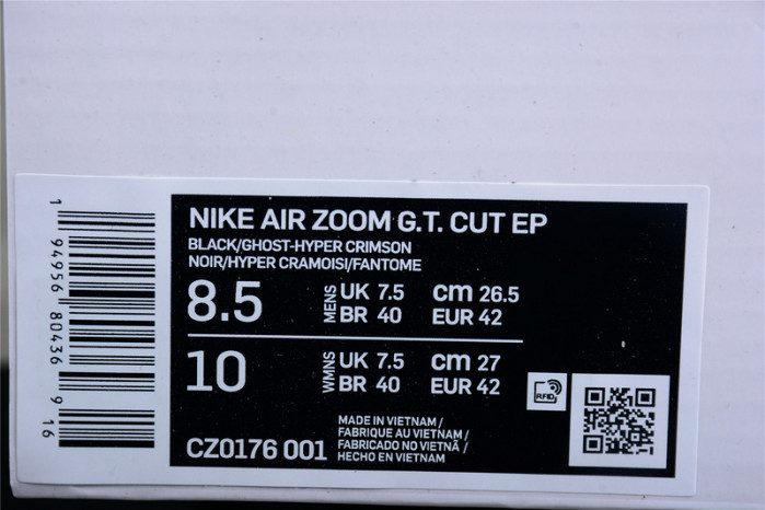 Nike Air Zoom G.T. Cut Black Crimson Green CZ0176-001