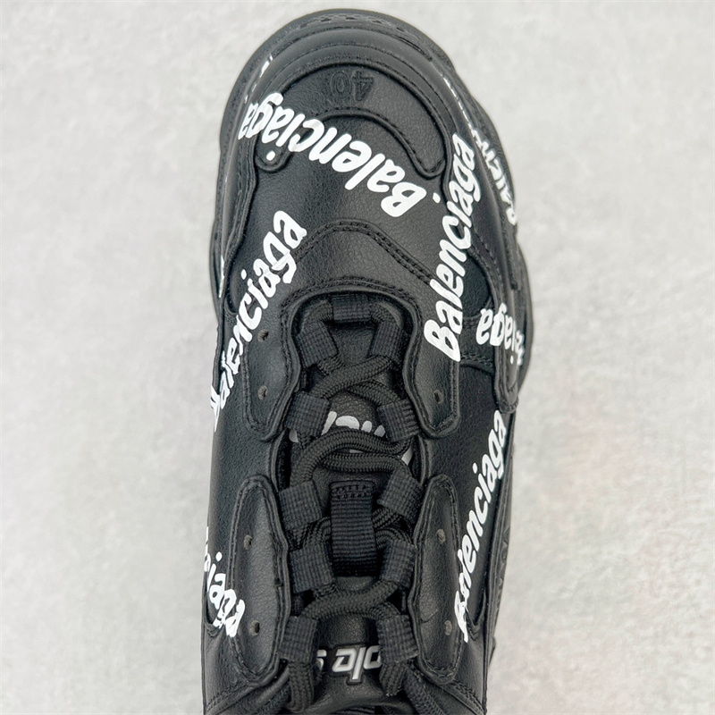 Balenciaga Triple S Stylish Lace-Up Sneakers Black & White 536737W2FAB1090