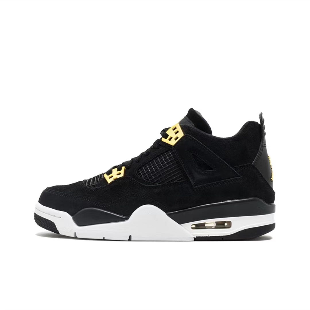 Air Jordan 4 Royalty Black/Metallic Gold-White mens 308497-032