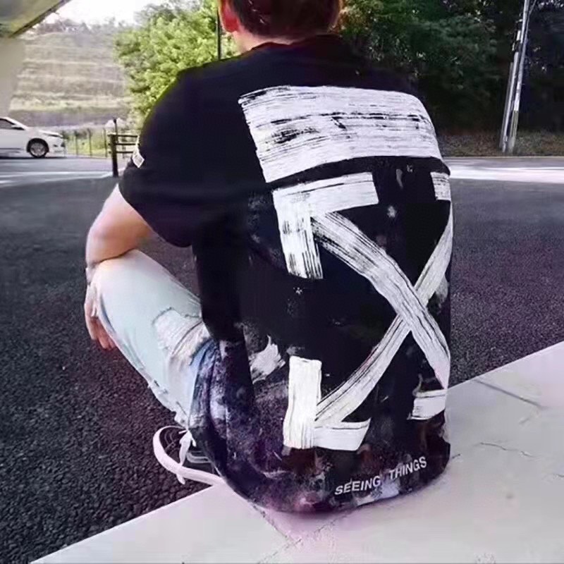 OW starry sky fireworks splash ink arrow short sleeves