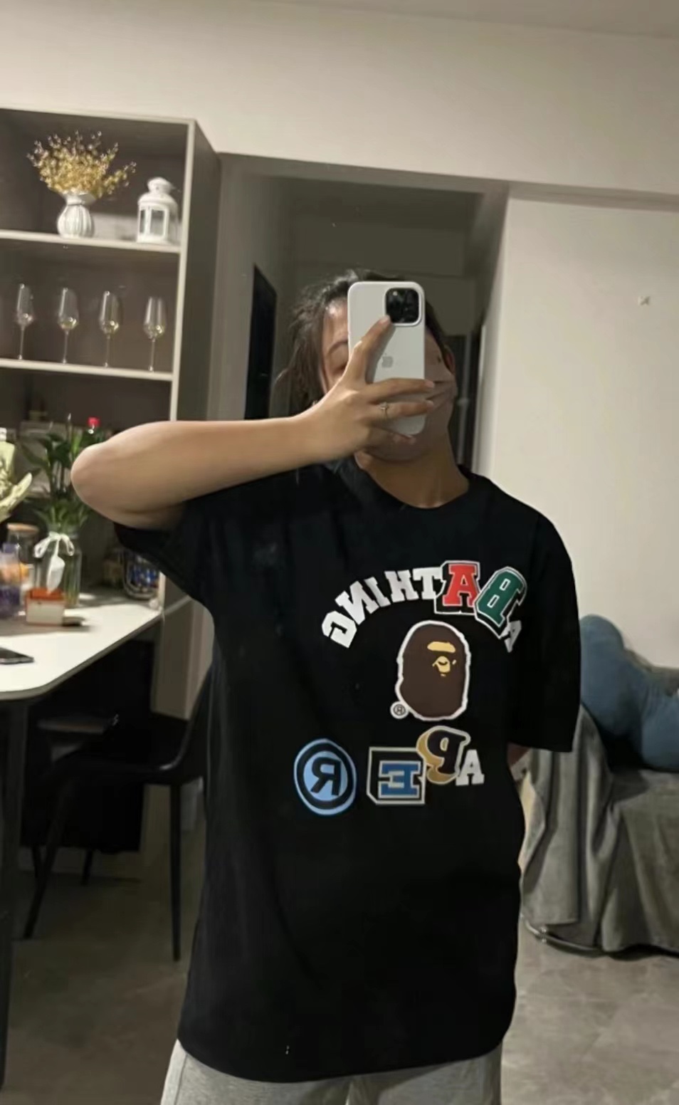 BAPE ape head logo colorful print short sleeves