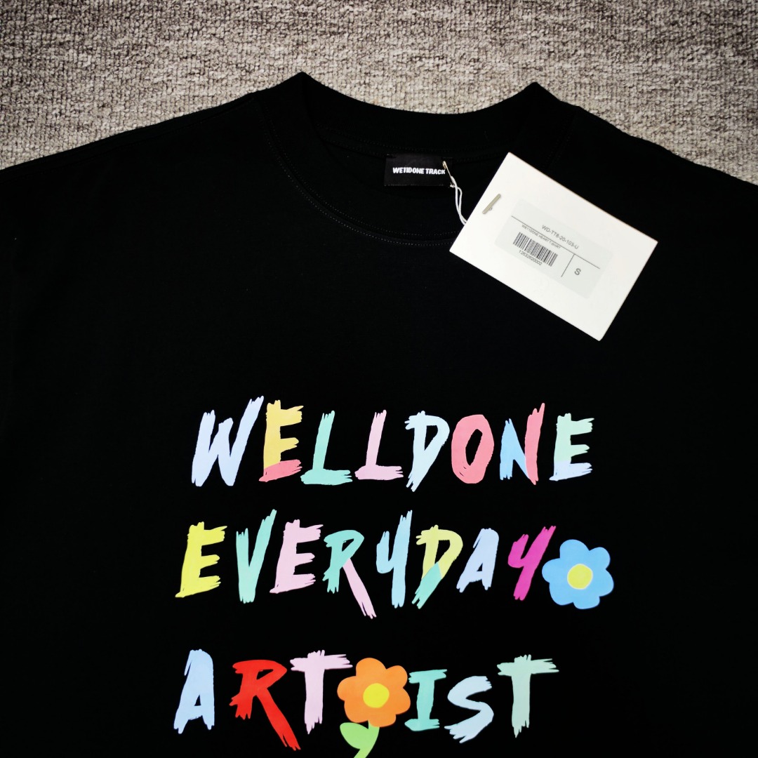 WE11D0NETRACK  New Colorful Hand-Painted Graffiti T-Shirt