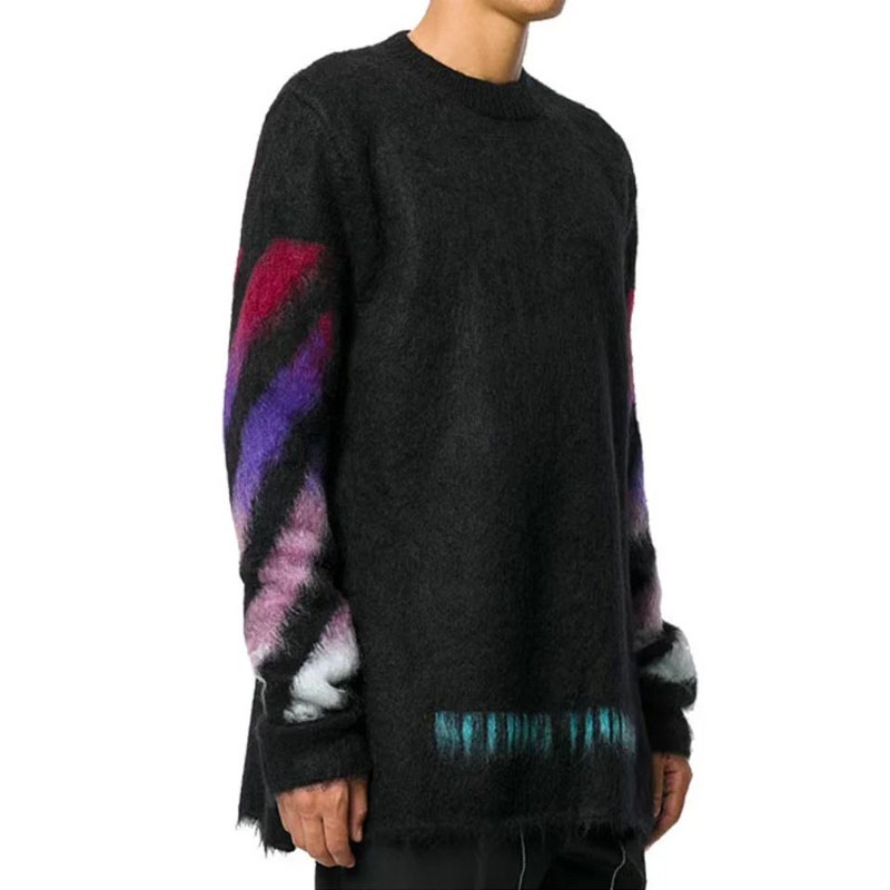 Off White black and red color-block long-sleeve sweater